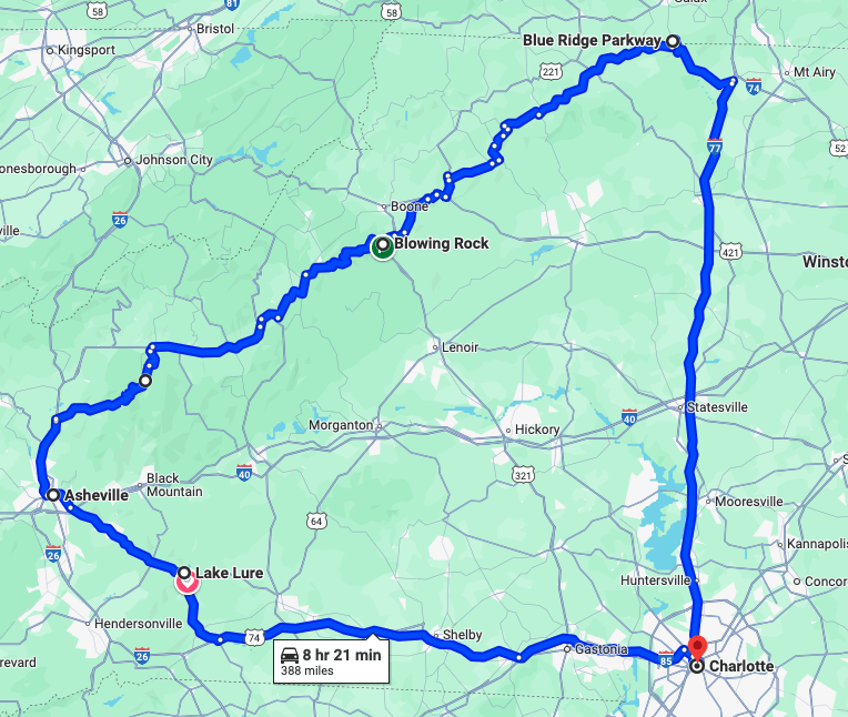 North Carolina Road Trip itinerary